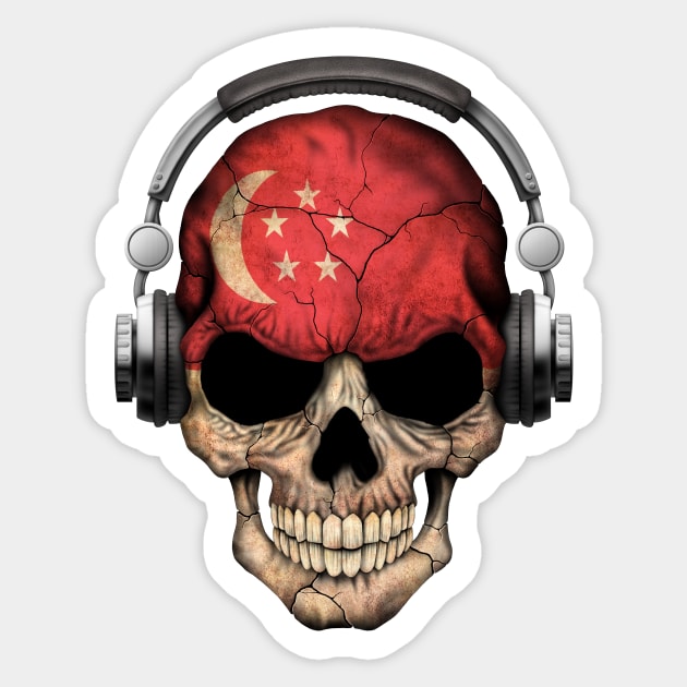 Dark Skull Deejay with Singapore Flag Sticker by jeffbartels